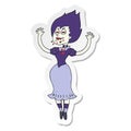 A creative sticker of a cartoon vampire girl with bloody mouth