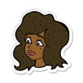 A creative sticker of a cartoon woman looking concerned