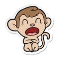 A creative sticker of a yawning cartoon monkey