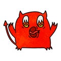 A creative textured cartoon of cute kawaii red demon Royalty Free Stock Photo