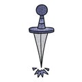 A creative textured cartoon doodle of a small dagger