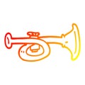 A creative warm gradient line drawing cartoon brass horn