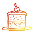 A creative warm gradient line drawing cartoon cake slice Royalty Free Stock Photo