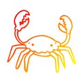 A creative warm gradient line drawing cartoon crab