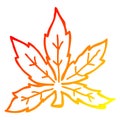 A creative warm gradient line drawing cartoon marijuana leaf Royalty Free Stock Photo