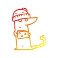 A creative warm gradient line drawing cartoon mouse thief with cheese Royalty Free Stock Photo