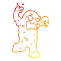 A creative warm gradient line drawing cartoon slime monster
