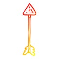 A creative warm gradient line drawing cartoon straight arrow