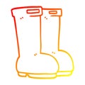 A creative warm gradient line drawing cartoon wellingtons