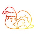A creative warm gradient line drawing cute cartoon christmas snail