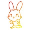 A creative warm gradient line drawing cute cartoon rabbit running Royalty Free Stock Photo