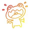 A creative warm gradient line drawing cute frog frightened Royalty Free Stock Photo
