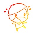 A creative warm gradient line drawing cute shocked man