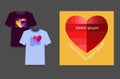 The original design of the T-shirt. Heart in low poly style. Vector illustration of a heart in low poly style can be used in cloth