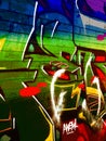 Original digital graffiti painting of abstraction composition