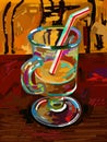 Original digital painting of glass coffee