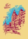 Original digital sketch of Kyiv, Ukraine town landscape