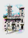 Original digital watercolor drawing of Rome street, Italy, old i Royalty Free Stock Photo