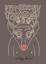 Original doodle christmas deer, concept winter