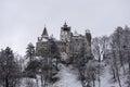 Original Dracula`s Bran Castle in winter season Royalty Free Stock Photo