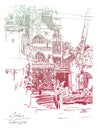 original drawing of India Goa Calangute Baga landscape point-of-sale street