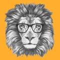 Original drawing of Lion with glasses.