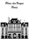 Original drawing of Place des Vosges in Paris