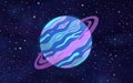 Original Exotic fantasy blue alien planet with pink rings Royalty Free Stock Photo