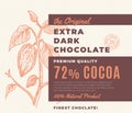 The Original Extra Dark Chocolate Abstract Vector Design Label. Modern Typography and Hand Drawn Cocoa Branch with