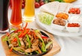 Original fajita sizzling hot on iron plate Royalty Free Stock Photo