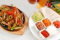 Original fajita sizzling hot on iron plate