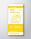 The Original Finest Chocolate Abstract Vector Packaging Design Label. Modern Typography and Hand Drawn Yuzu Fruit Sketch