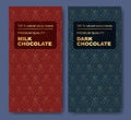 Original finest chocolate golden vector package design label set. Modern typography