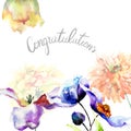 Original floral background with flowers and title Congratulation