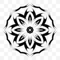 Original floral ornament. A universal circular symmetrical element for a pattern. Isolated objects.