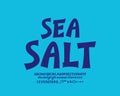 Original food logo Sea Salt. Cartoon font navy blue color