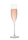 Original glass with pink rose champagne on white background Royalty Free Stock Photo