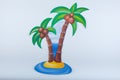 Original gouache drawing of a palm tree with coconuts