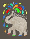 Original greeting card Happy Holi design with elephant Royalty Free Stock Photo