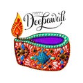 Original greeting card to deepavali festival with diya jewels pa