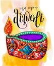 Original greeting card to deepavali festival with diya jewels pa