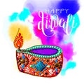 Original greeting card to deepavali festival with diya jewels