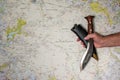 Original Gurkha Kukri (Khukri, Kukkri) against an OS map