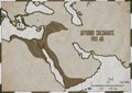 Original hand drawn map. Ayyubid Sultante in 1193 AD Royalty Free Stock Photo