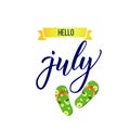 Original hand lettering Hello July and slates
