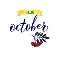 Original hand lettering Hello Oktober and rovan Royalty Free Stock Photo