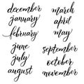 Original hand lettering set of months of the year words Royalty Free Stock Photo