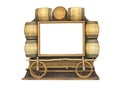 Original handmade frame as cart with barrels  isolated over white Royalty Free Stock Photo