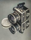 An Original 1954 Hasselblad Supreme Wide-angle Classic Camera. Medium Format Film With Optical Viewfinder Attached