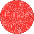 Vector illustration of a heart in romantic style on Valentine`s day. Cool background for fabric, Wallpaper, decoration in the inte